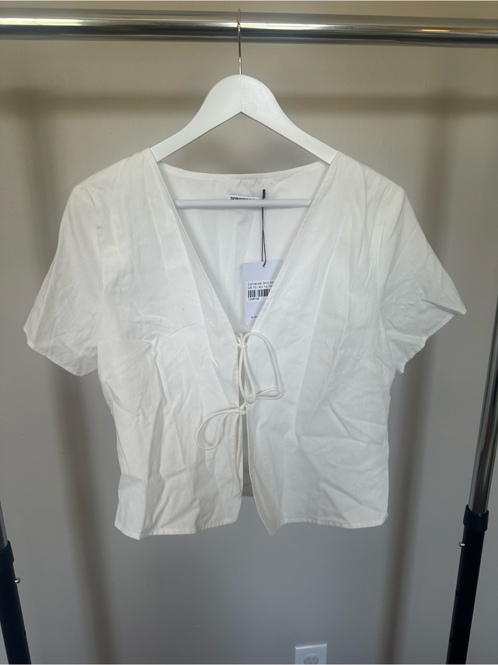 Princess Polly White Tie-Front V-Neck Crop Top
